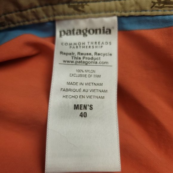 Patagonia Mens‎ 40 Wavefarer Striped Board Shorts Orange Blue Swim Style 86620 - Picture 3 of 12